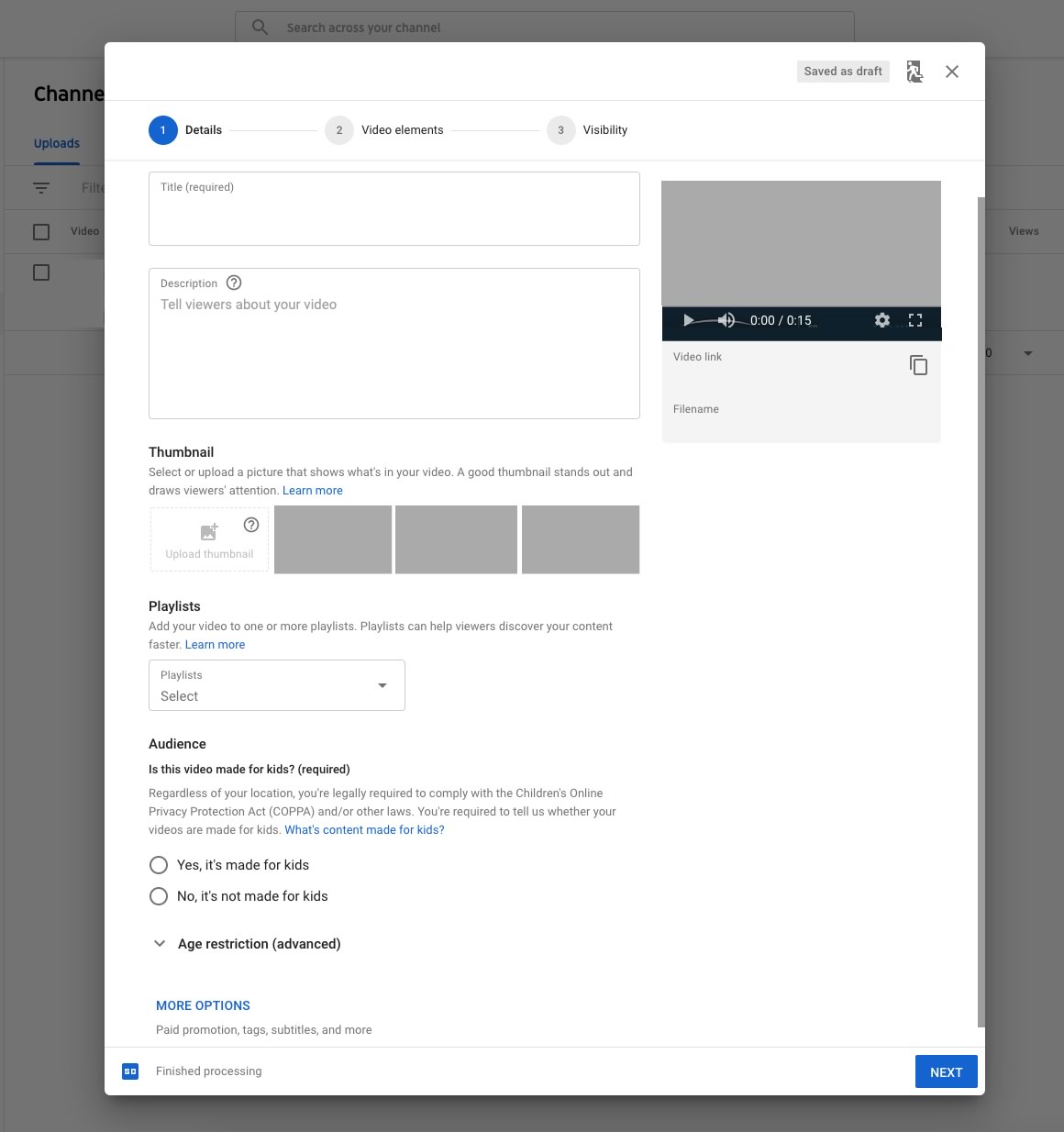 YouTube Video Upload Settings